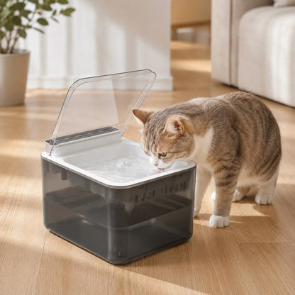 Ortekor Smart Auto-Lid Cat Water Fountain for Busy Cat Parents - 3L Cordless Pet Water Dispenser with Dust Cover, Motion Sensor & Type-C Charging