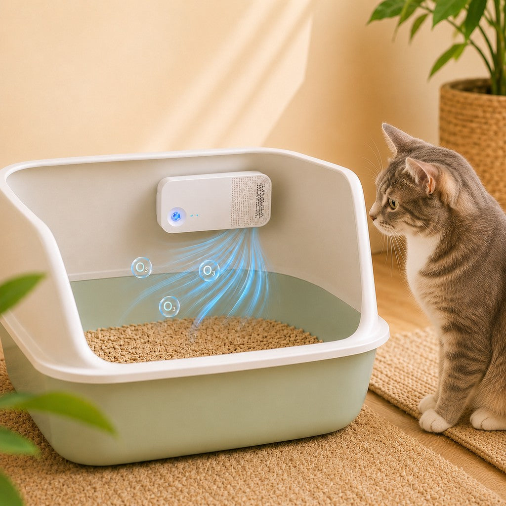 Ortekor Smart Litter Box Odor Control Deodorizer for Cats - Cordless Auto-Sensing Pet Odor Purifier