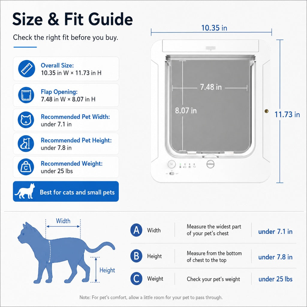 Ortekor Smart RFID Cat Door for Litter Rooms & Pet-Only Spaces - Selective Access Pet Door to Help Keep Unwanted Animals Out