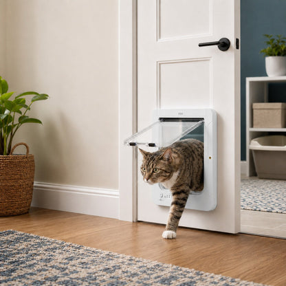 Ortekor Smart RFID Cat Door for Litter Rooms & Pet-Only Spaces - Selective Access Pet Door to Help Keep Unwanted Animals Out