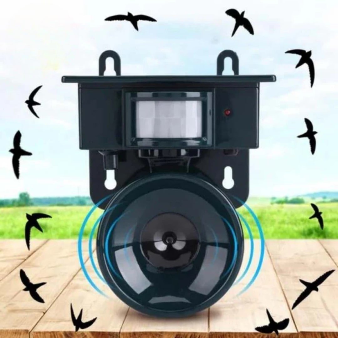 Motion-Activated Solar Bird Deterrent Device for Yards, Gardens & Patios – Ultrasonic Alarm with PIR Sensor