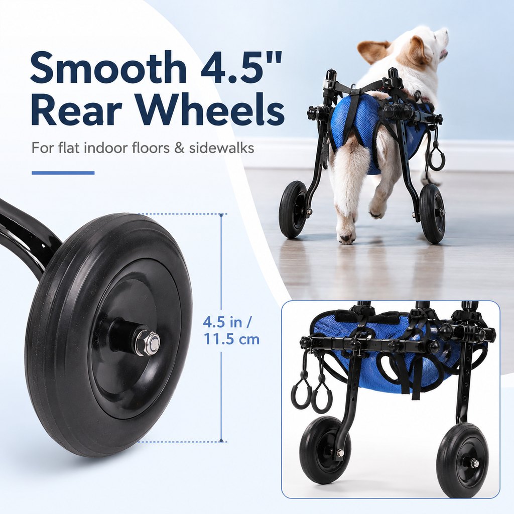Ortekor Adjustable Rear Leg Dog Wheelchair for Daily Walks - Mobility Support Cart for Small Dogs with Weak Back Legs