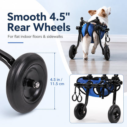Ortekor Adjustable Rear Leg Dog Wheelchair for Daily Walks - Mobility Support Cart for Small Dogs with Weak Back Legs