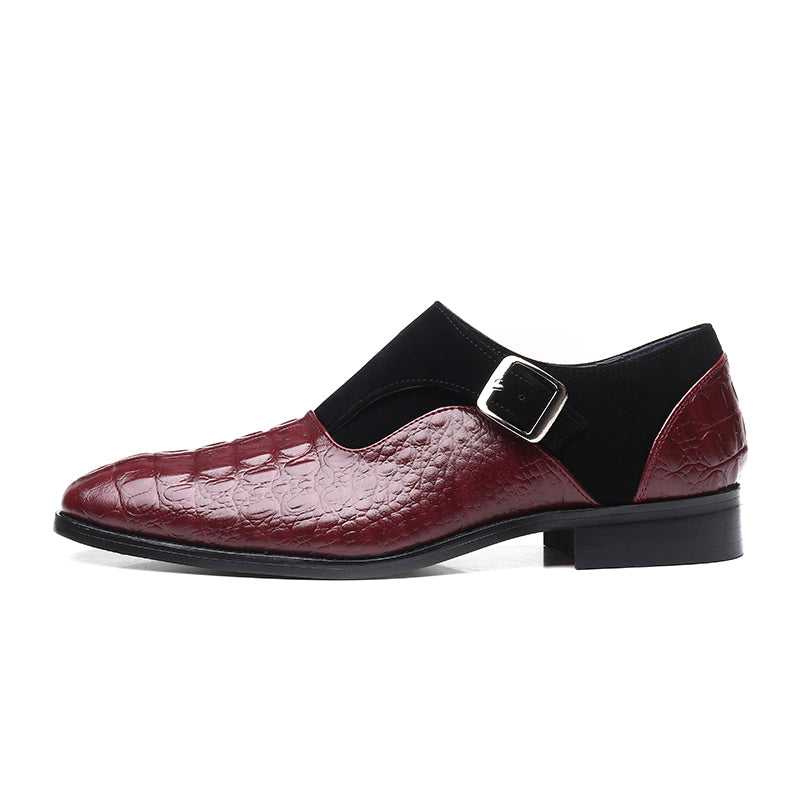 Textured Faux Leather Oxford Shoes for Men – Formal Lace-Up Design with Water-Resistant Finish – Classic Maroon