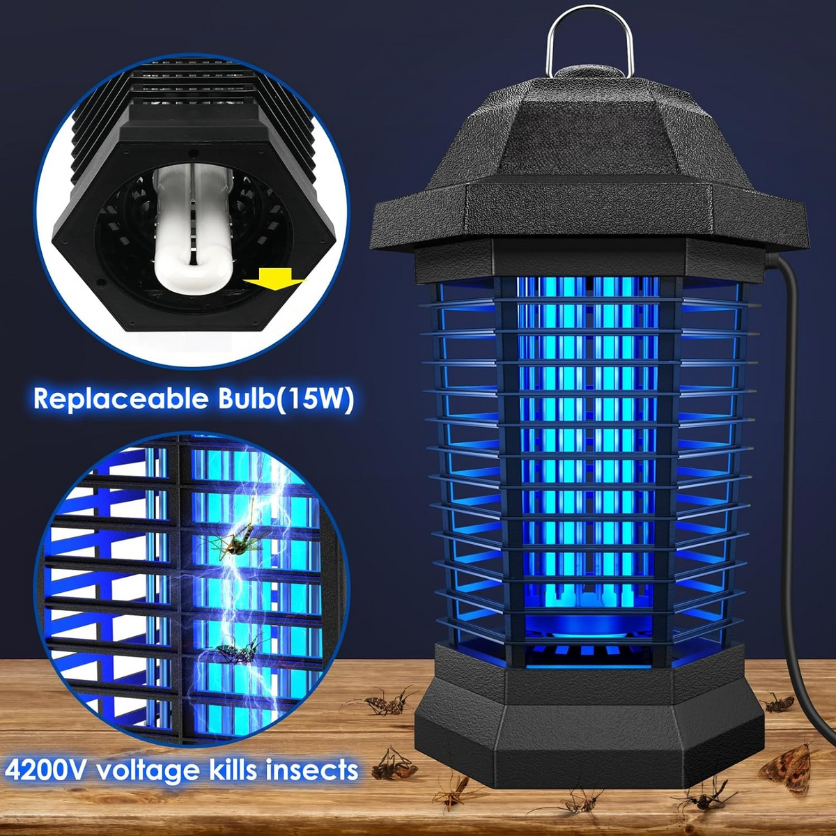 Electric Bug Zapper | High-Voltage Insect Killer with Wide Coverage | Non-Toxic Solution for Home Protection