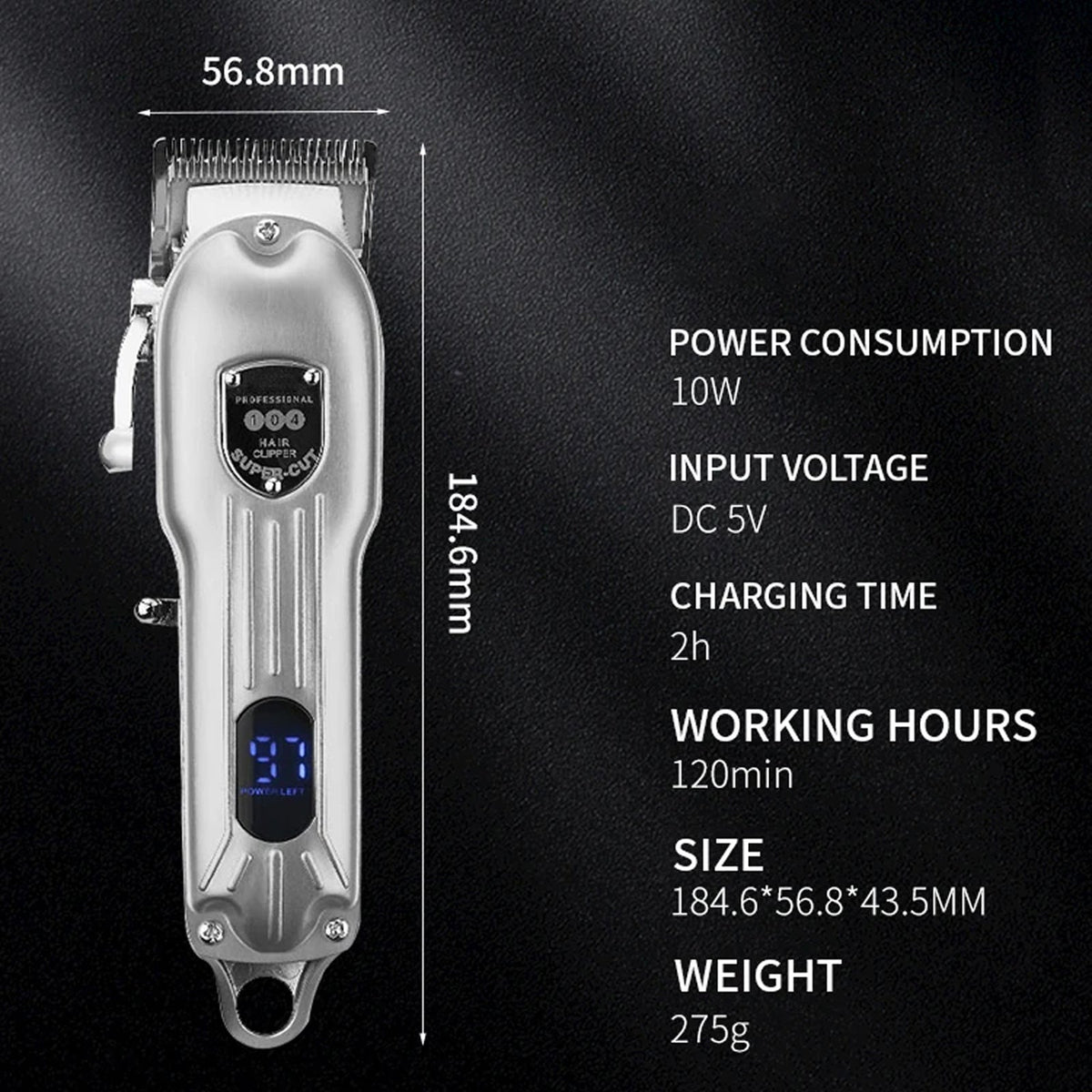 Cordless Pet Grooming Clippers with Quiet Motor & Steel Blades for Dogs & Cats – Rechargeable Trimmer Kit with LED Display