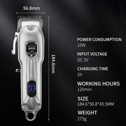 Cordless Pet Grooming Clippers with Quiet Motor & Steel Blades for Dogs & Cats – Rechargeable Trimmer Kit with LED Display