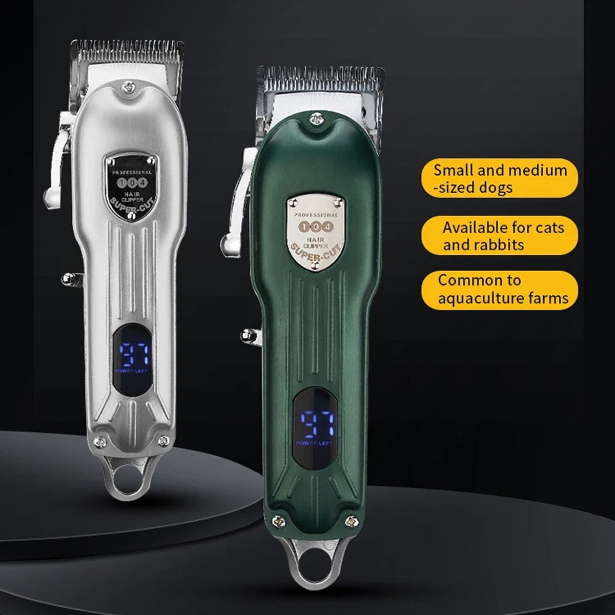 Cordless Pet Grooming Clippers with Quiet Motor & Steel Blades for Dogs & Cats – Rechargeable Trimmer Kit with LED Display