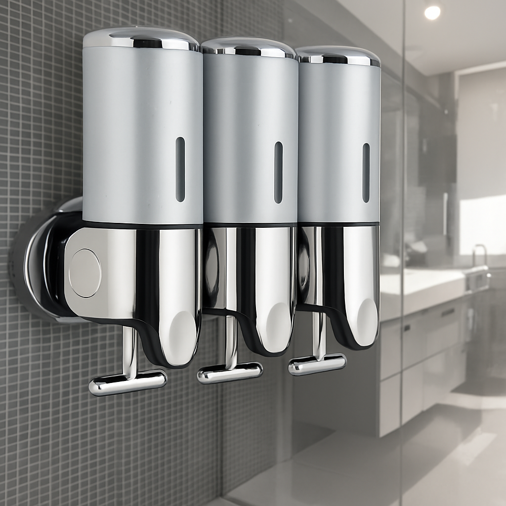Elegant Wall-Mounted Soap Dispenser with Stainless Steel Design for Modern Spaces
