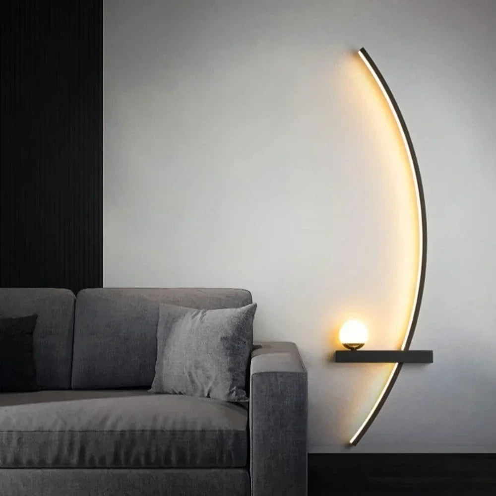 Curved LED Sconce Aluminum Arc Light for Bedroom Hallway Living Room Modern Accent Lighting Fixture Black Gold Finish Wall Mount Indoor Illu