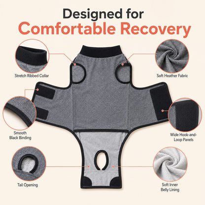 Ortekor Dog Recovery Suit After Surgery - Soft Adjustable Post-Surgery Bodysuit, Comfortable Cone Alternative