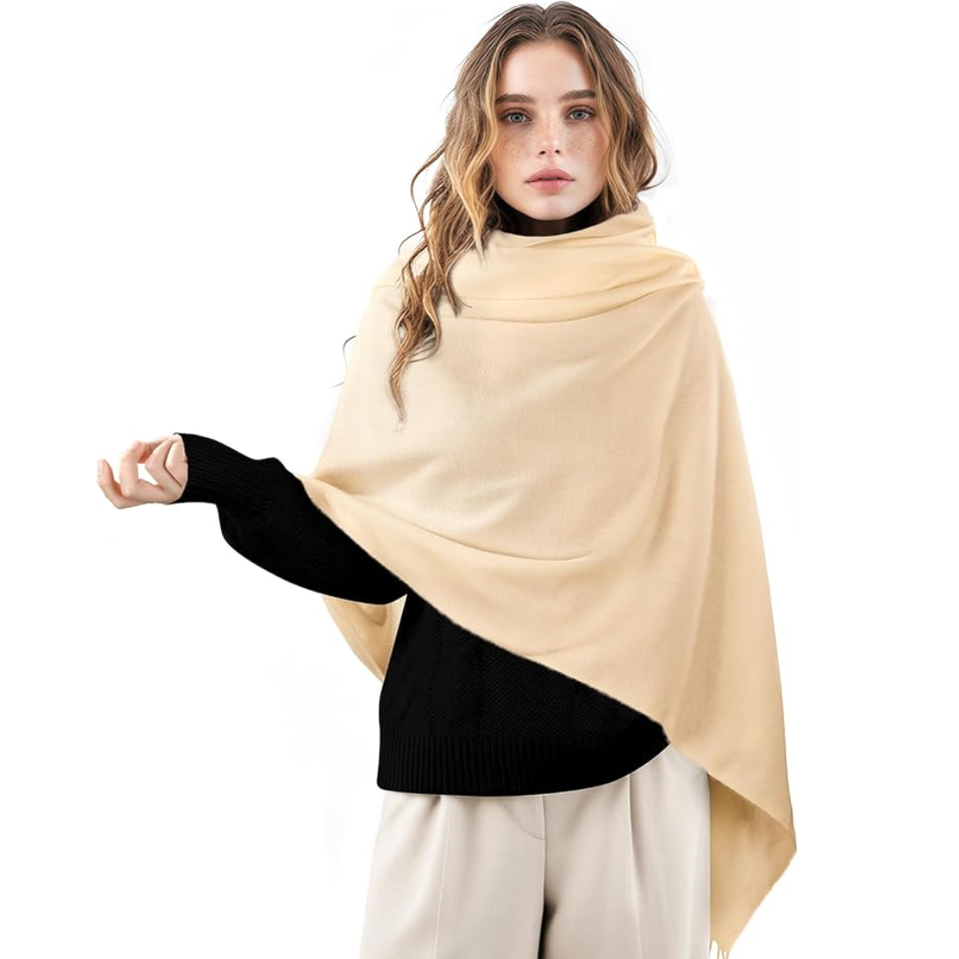 Plaid Cashmere Winter Shawl for Women – Cozy Oversized Wrap Scarf for Cold Weather, Evening Events & Daily Wear