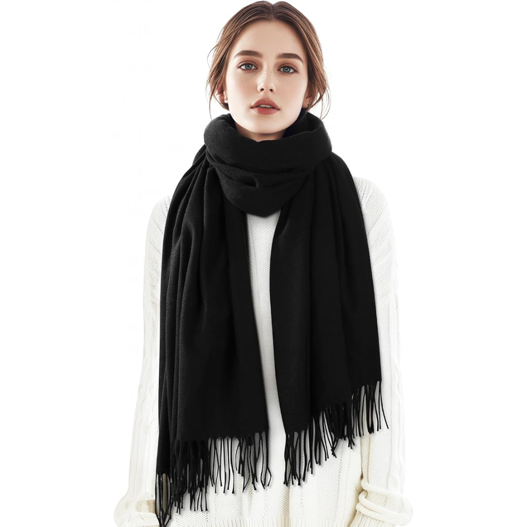 Plaid Cashmere Winter Shawl for Women – Cozy Oversized Wrap Scarf for Cold Weather, Evening Events & Daily Wear