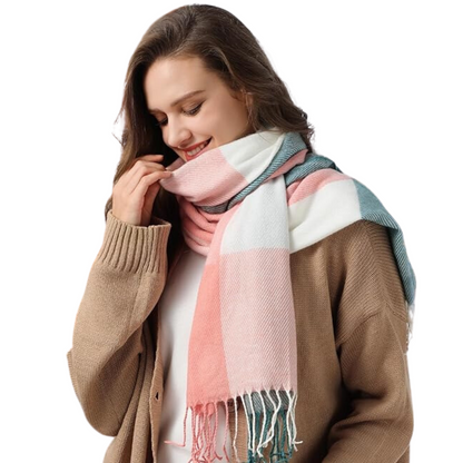 Plaid Cashmere Winter Shawl for Women – Cozy Oversized Wrap Scarf for Cold Weather, Evening Events & Daily Wear