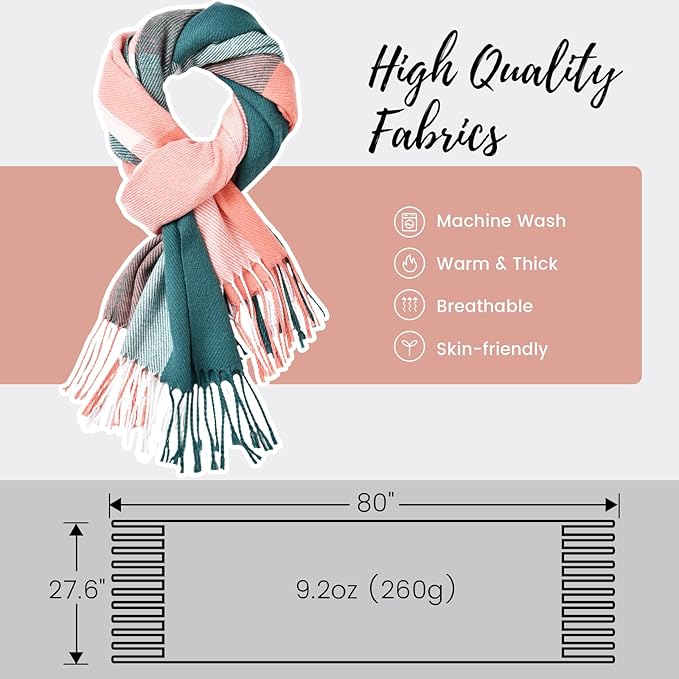 Plaid Cashmere Winter Shawl for Women – Cozy Oversized Wrap Scarf for Cold Weather, Evening Events & Daily Wear