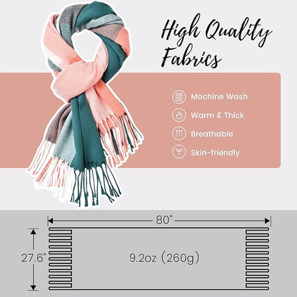 Plaid Cashmere Winter Shawl for Women – Cozy Oversized Wrap Scarf for Cold Weather, Evening Events & Daily Wear
