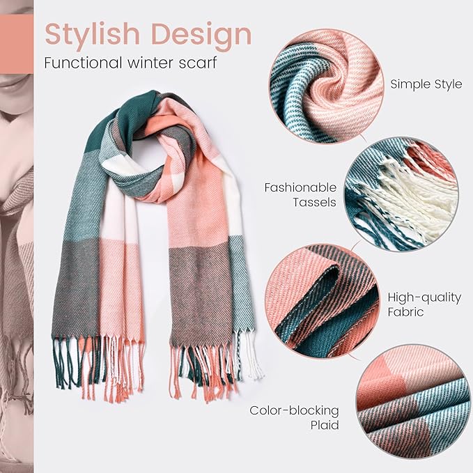 Plaid Cashmere Winter Shawl for Women – Cozy Oversized Wrap Scarf for Cold Weather, Evening Events & Daily Wear