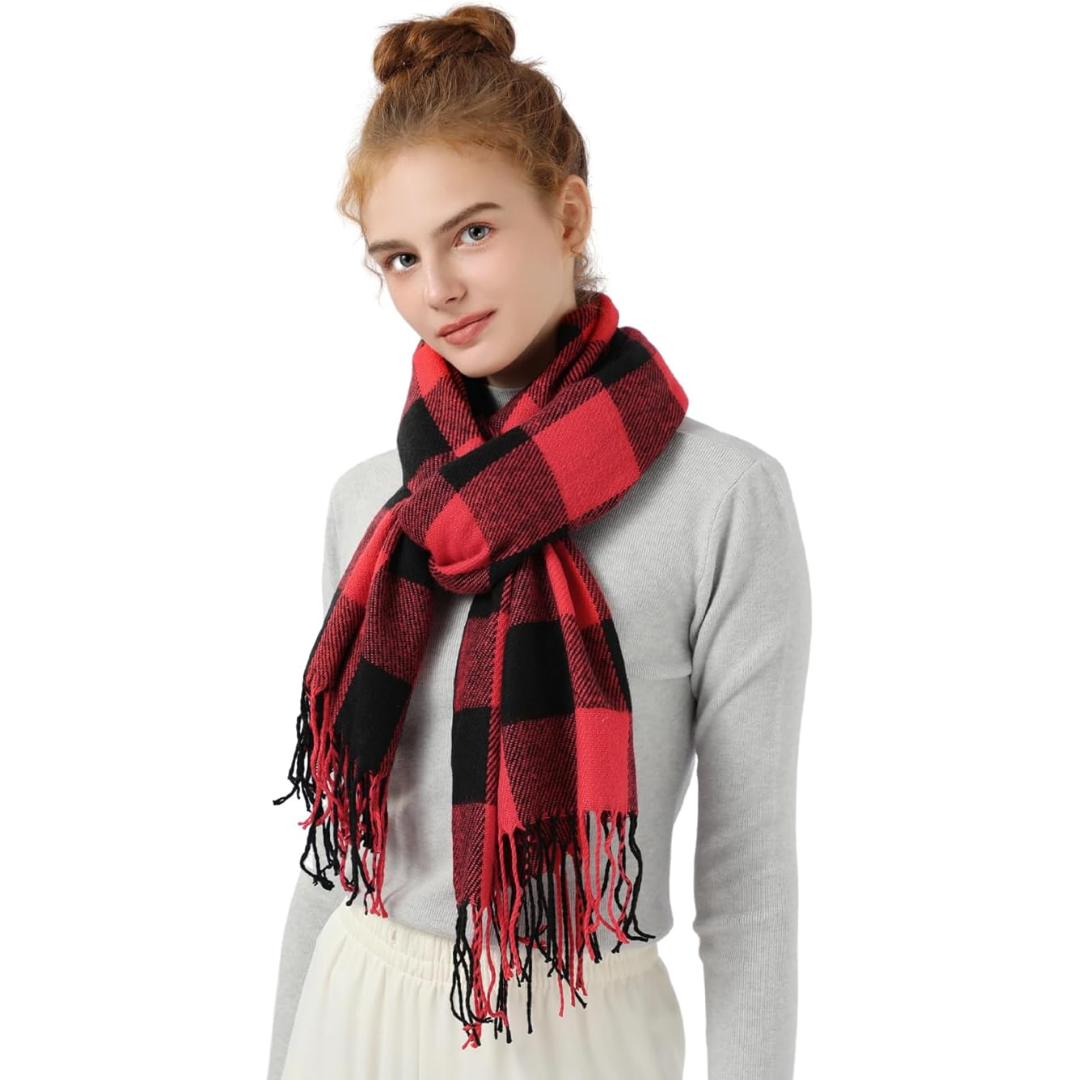 Plaid Cashmere Winter Shawl for Women – Cozy Oversized Wrap Scarf for Cold Weather, Evening Events & Daily Wear