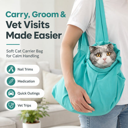Ortekor Soft Cat Carrier Grooming Bag for Vet Visits &Nail Trims - Helps Reduce Scratching During Routine Care