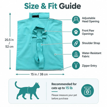 Ortekor Soft Cat Carrier Grooming Bag for Vet Visits &Nail Trims - Helps Reduce Scratching During Routine Care
