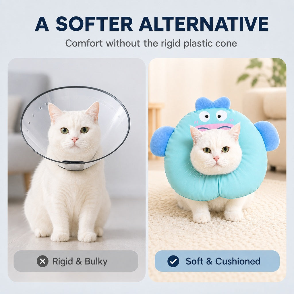 Ortekor Soft Cat Recovery Collar for Eating & Sleeping - Adjustable Cone Alternative