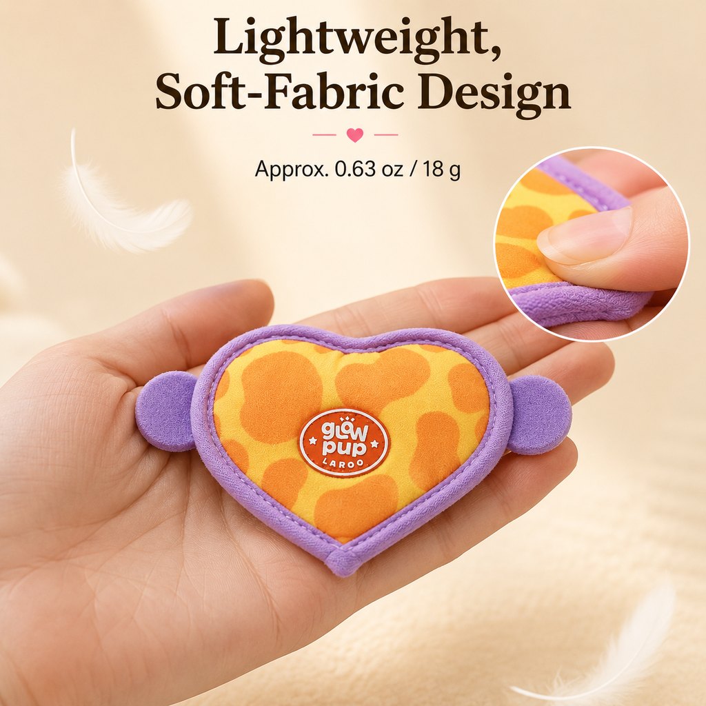 Ortekor Rechargeable Heart Pet Visibility Light for Evening Walks - Soft Wrap-On LED Patch for Collars, Harnesses & Leashes