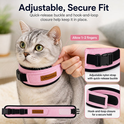 Ortekor Soft Cat Recovery Collar for Post-Surgery Care - Adjustable Anti-Lick Fleece Neck Wrap