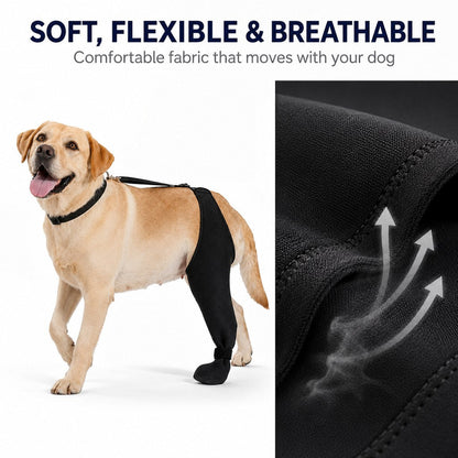 Ortekor Adjustable Dog Rear Leg Recovery Sleeve with Paw Cover - Helps Limit Licking During Post-Surgery Rest