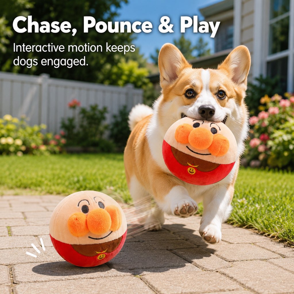 Ortekor Interactive Electric Bouncing Plush Dog Toy for Indoor Chase Play & Bored Dogs