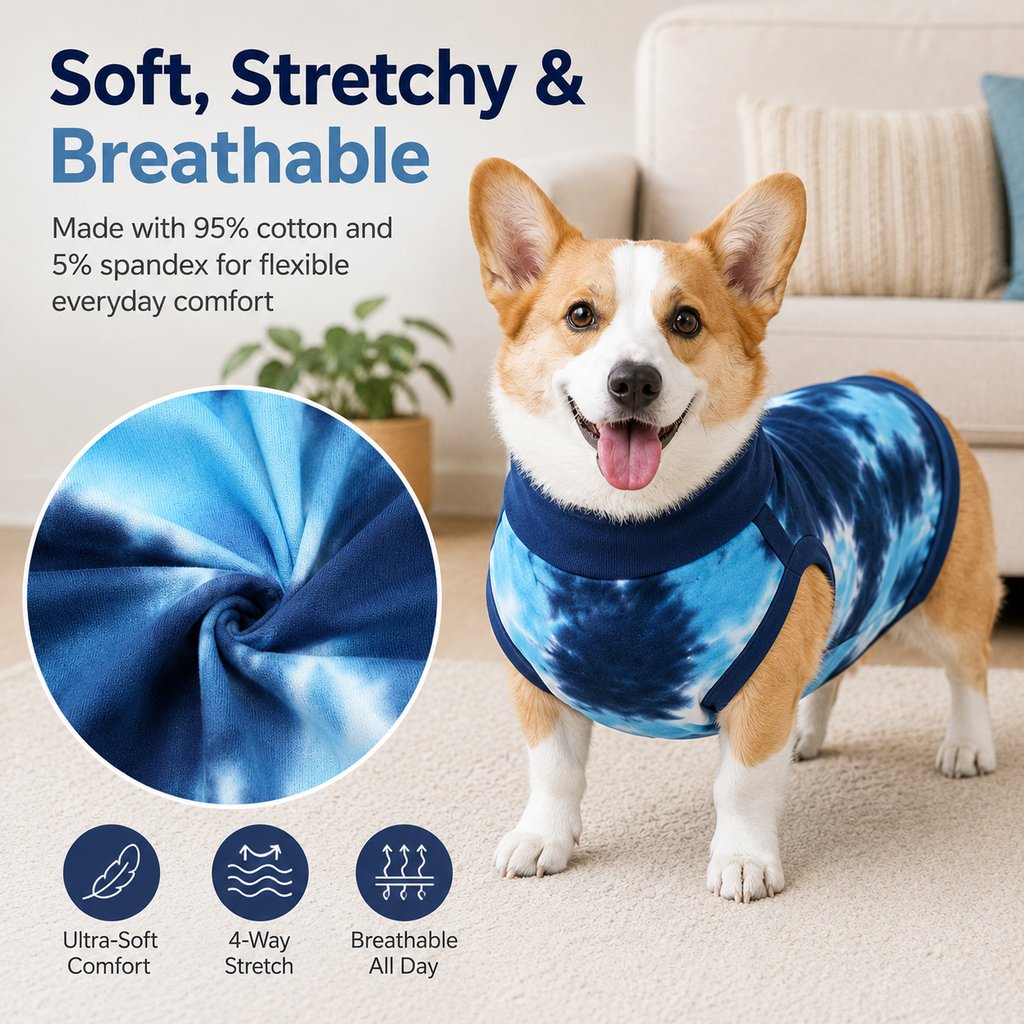 Ortekor Dog Post Surgery Recovery Suit - Soft Anti-Lick Protective Onesie for Spay Neuter Recovery