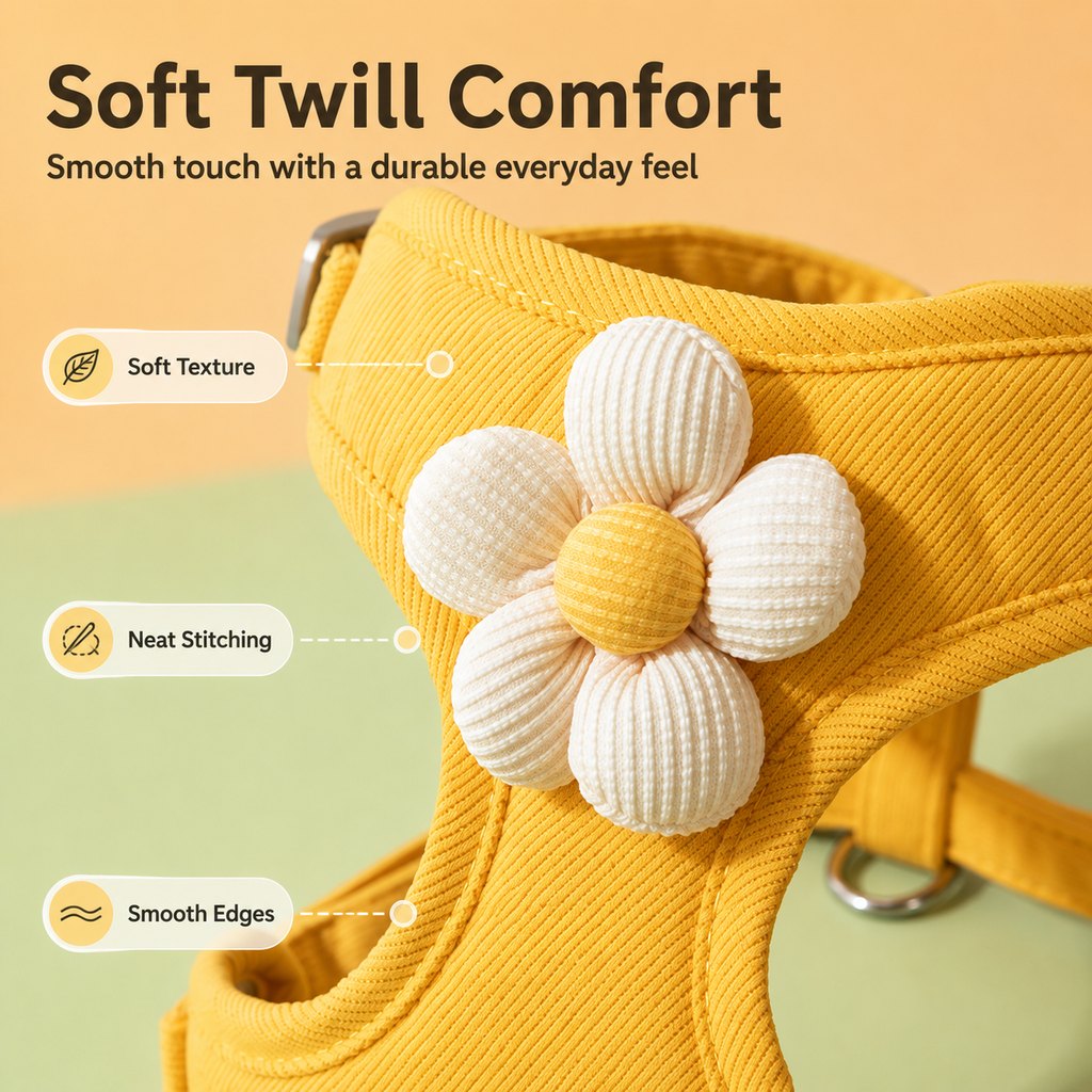 Ortekor Daisy Pet Harness & Leash Set for Daily Walks - Adjustable, Breathable Comfort for Small Dogs & Cats