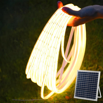 Solar-Powered Flexible Pathway Light Strip 16.4 ft Warm Glow Waterproof Deck Stair Accent Lighting for Patios Driveways Garden Borders Pergo