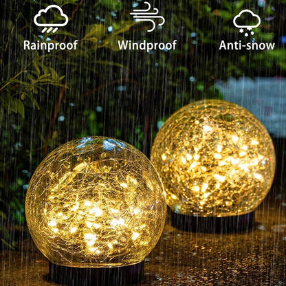 Outdoor Solar Stake Light Decorative Textured Glass Globe Orb Lamp for Garden Patio Pathway Yard Decoration Dusk to Dawn Sensor Weatherproof