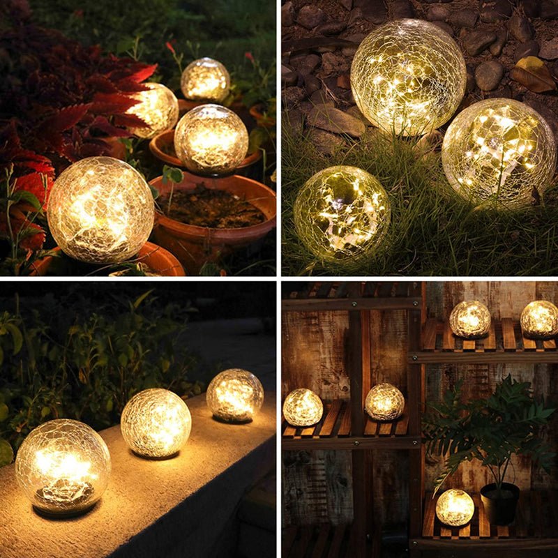 Outdoor Solar Stake Light Decorative Textured Glass Globe Orb Lamp for Garden Patio Pathway Yard Decoration Dusk to Dawn Sensor Weatherproof