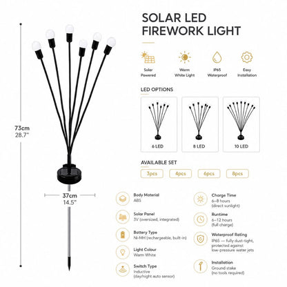 Swaying LED Garden Stakes Solar Powered Outdoor Pathway Lights Warm White Waterproof Decorative Lawn Accent Lighting for Yard Patio Walkway