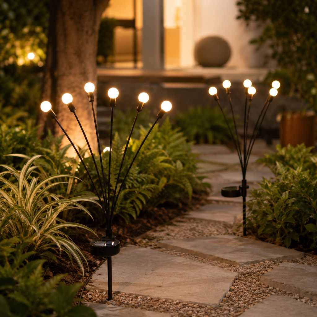 Swaying LED Garden Stakes Solar Powered Outdoor Pathway Lights Warm White Waterproof Decorative Lawn Accent Lighting for Yard Patio Walkway