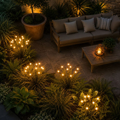 Swaying LED Garden Stakes Solar Powered Outdoor Pathway Lights Warm White Waterproof Decorative Lawn Accent Lighting for Yard Patio Walkway