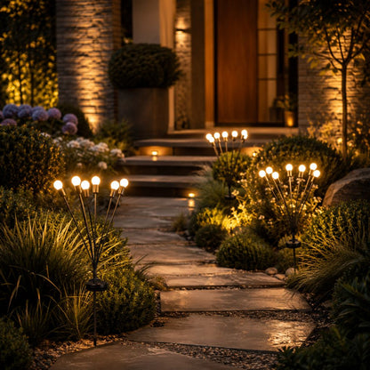 Swaying LED Garden Stakes Solar Powered Outdoor Pathway Lights Warm White Waterproof Decorative Lawn Accent Lighting for Yard Patio Walkway