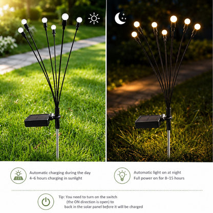 Swaying LED Garden Stakes Solar Powered Outdoor Pathway Lights Warm White Waterproof Decorative Lawn Accent Lighting for Yard Patio Walkway