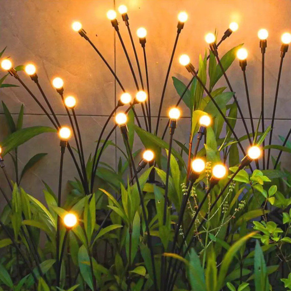 Swaying LED Garden Stakes Solar Powered Outdoor Pathway Lights Warm White Waterproof Decorative Lawn Accent Lighting for Yard Patio Walkway