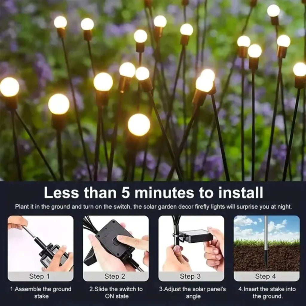 Swaying LED Garden Stakes Solar Powered Outdoor Pathway Lights Warm White Waterproof Decorative Lawn Accent Lighting for Yard Patio Walkway