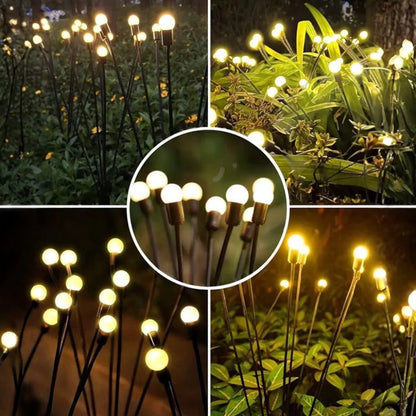 Swaying LED Garden Stakes Solar Powered Outdoor Pathway Lights Warm White Waterproof Decorative Lawn Accent Lighting for Yard Patio Walkway