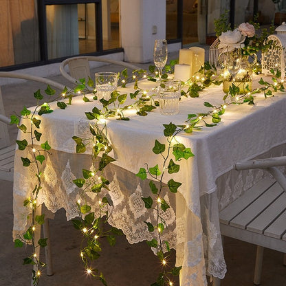 Solar Vine Fairy Lights 16 ft Waterproof Flexible LED for Patio Garden Wedding Party Outdoor Decor Warm White Glow Automatic Dusk-to-Dawn Ec