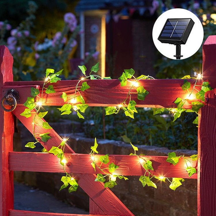 Solar Vine Fairy Lights 16 ft Waterproof Flexible LED for Patio Garden Wedding Party Outdoor Decor Warm White Glow Automatic Dusk-to-Dawn Ec
