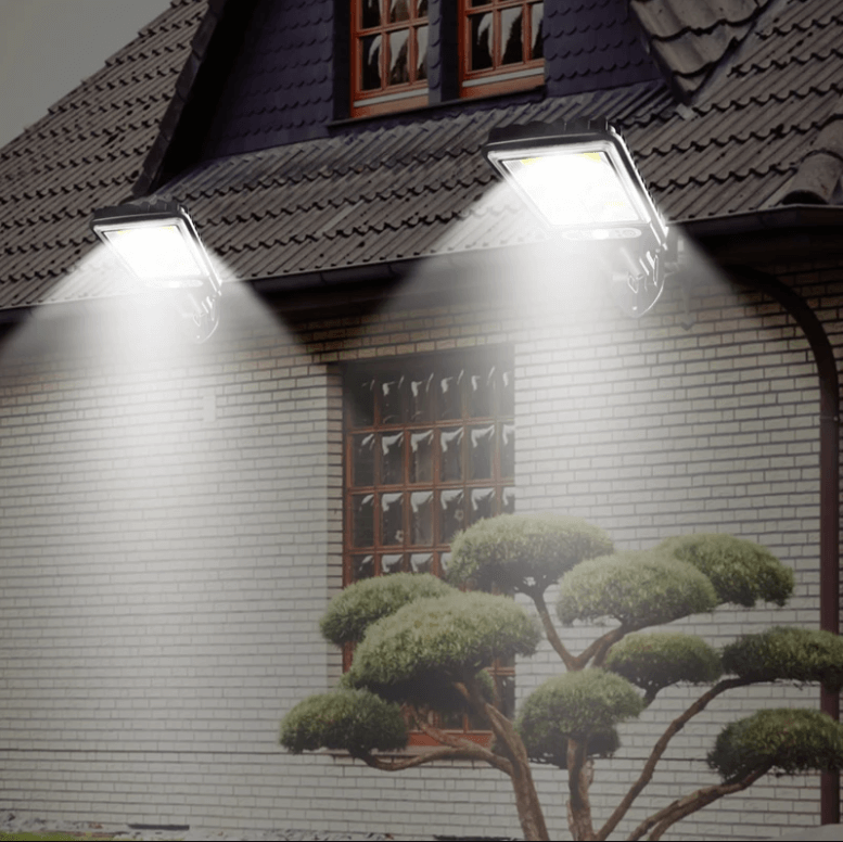 Solar Powered Floodlight Outdoor Security Light with Motion Sensor & Remote Control Waterproof IP67 for Yard Garage Driveway Garden Patio