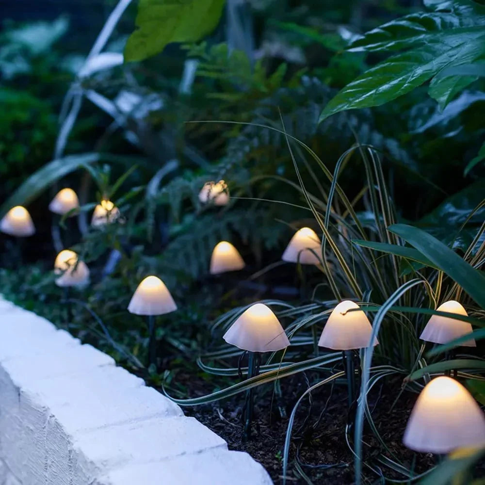 Outdoor Solar Stake Lights Decorative Mushroom Shape for Garden Pathway Yard Lawn Landscape Lighting Waterproof LED String 10-Pack Auto On O