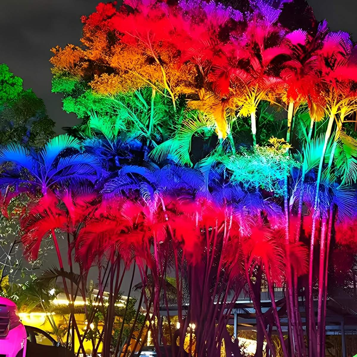 Weatherproof Color-Changing LED Spotlight 24W Cast Aluminum Housing RGB Landscape Lighting for Yard Trees Pathways Driveway Accent