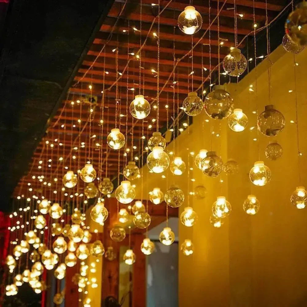 Outdoor Solar LED Decorative String Lights 10 ft Weatherproof Hanging Bulbs for Patio Garden Pergola Backyard Deck