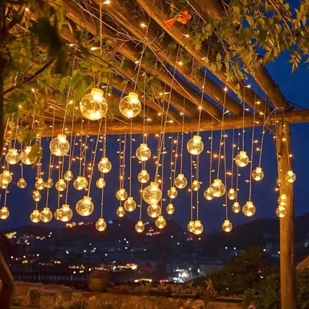 Solar-Powered LED String Lights 10 Feet Automatic Dusk-to-Dawn for Backyard Deck Porch Outdoor Entertaining Weatherproof Design