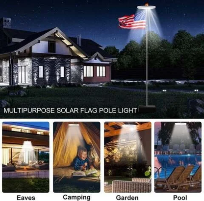 Solar Flagpole Light 700 Lumen 26 LED Automatic Dusk Sensor Weatherproof for Outdoor Flags Patriotic American Flag Pole